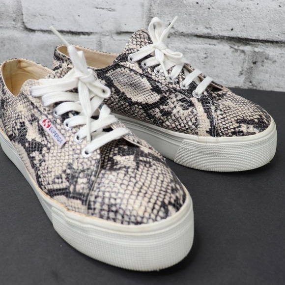Superga Women’s S00GB00 Snake Skin Print Platform Sneakers Shoes Size 9.5 Style - Picture 2 of 11